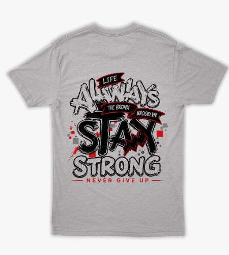 تيشيرت قطن بطباعة Always Stay Strong – تصميم ستريت وير عصري - خلفي