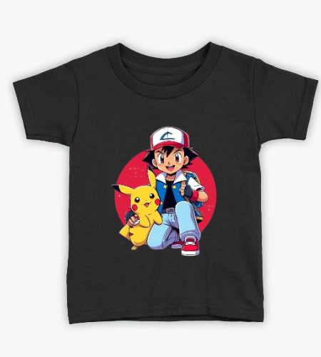 تيشيرت بوكيمون كرتوني مميز لمحبي الأنمي - أمامي