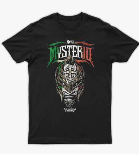 تيشيرت جرافيك ري ميستيريو الأسود - WWE Rey Mysterio Mask & Spine T-Shirt - أمامي
