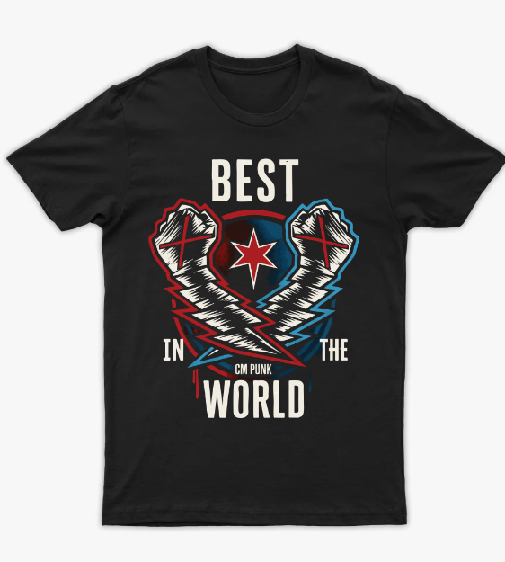 تيشرت "سي إم بانك - الأفضل في العالم" | تصميم جرافيك WWE الأيقوني - أمامي