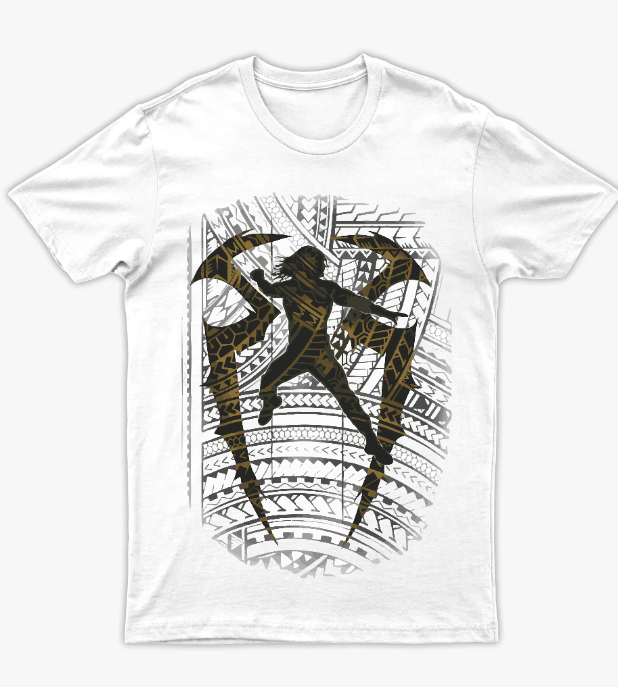 تيشرت "درع القبيلة" - تصميم رومان رينز الأسطوري بستايل ساموا الذهبي - أمامي