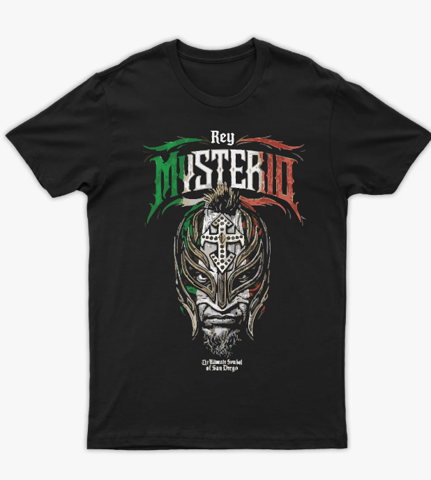 تيشرت ري ميستيريو  أسطورة المكسيك" | تصميم مزدوج قناع وعمود فقري لعشاق WWE - أمامي